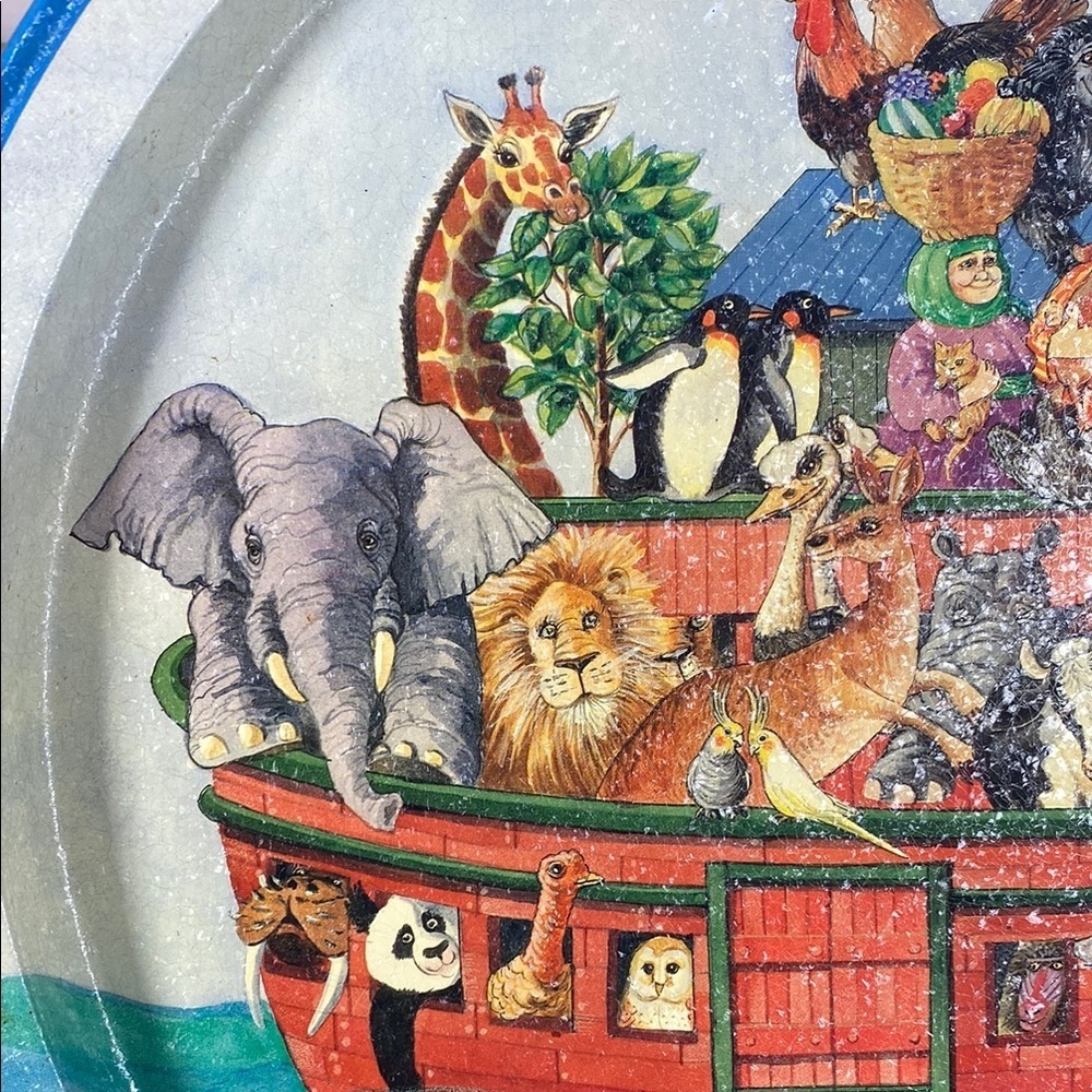 Blue and Red Noah's Ark Metal Tray - Picture 2 of 6